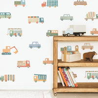 Cars and Construction Vehicle Fabric Wall Decals