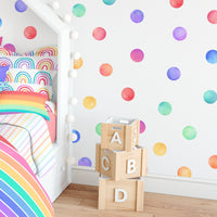 Watercolor Rainbow Dot Wall Decals