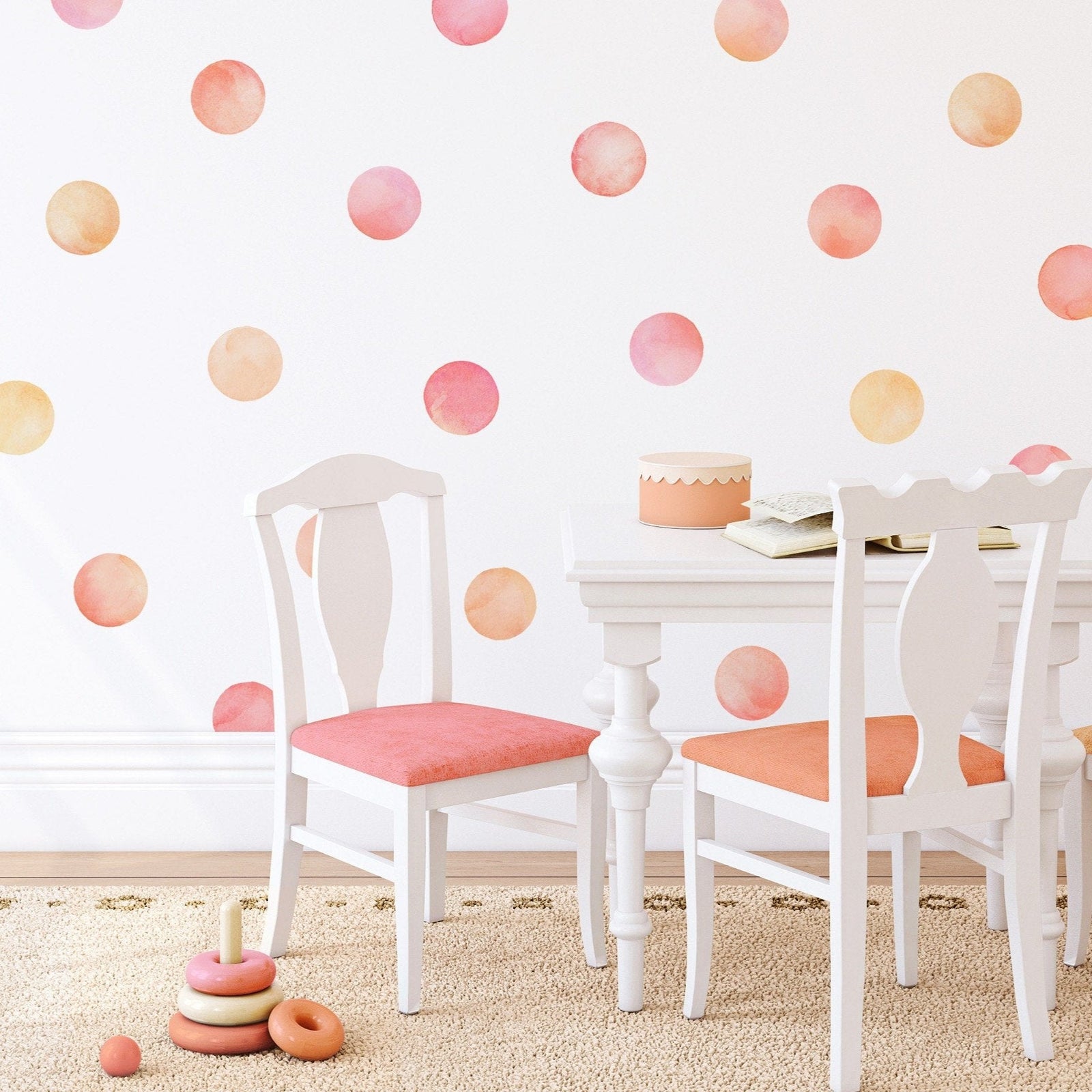 Watercolor Blush Dot Fabric Wall Decals