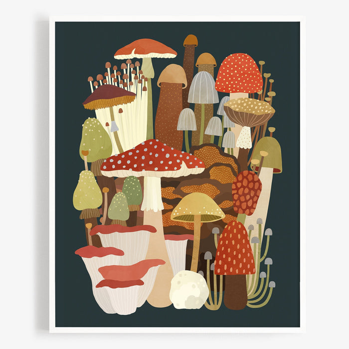 Retro Shrooms Art Print