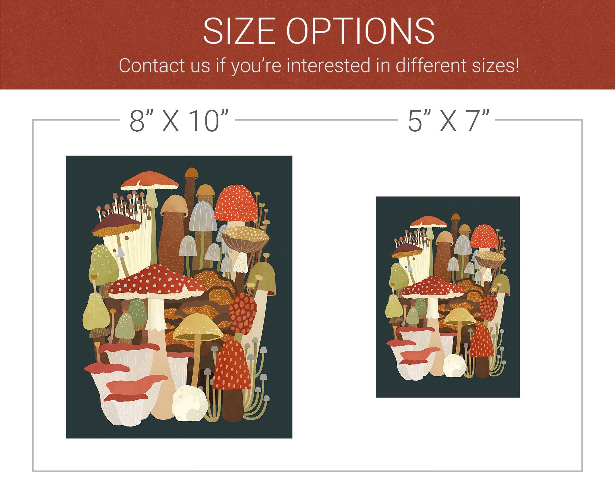 Mushroom Wall Art - Retro Illustrated Mushroom Print - Kenna Sato