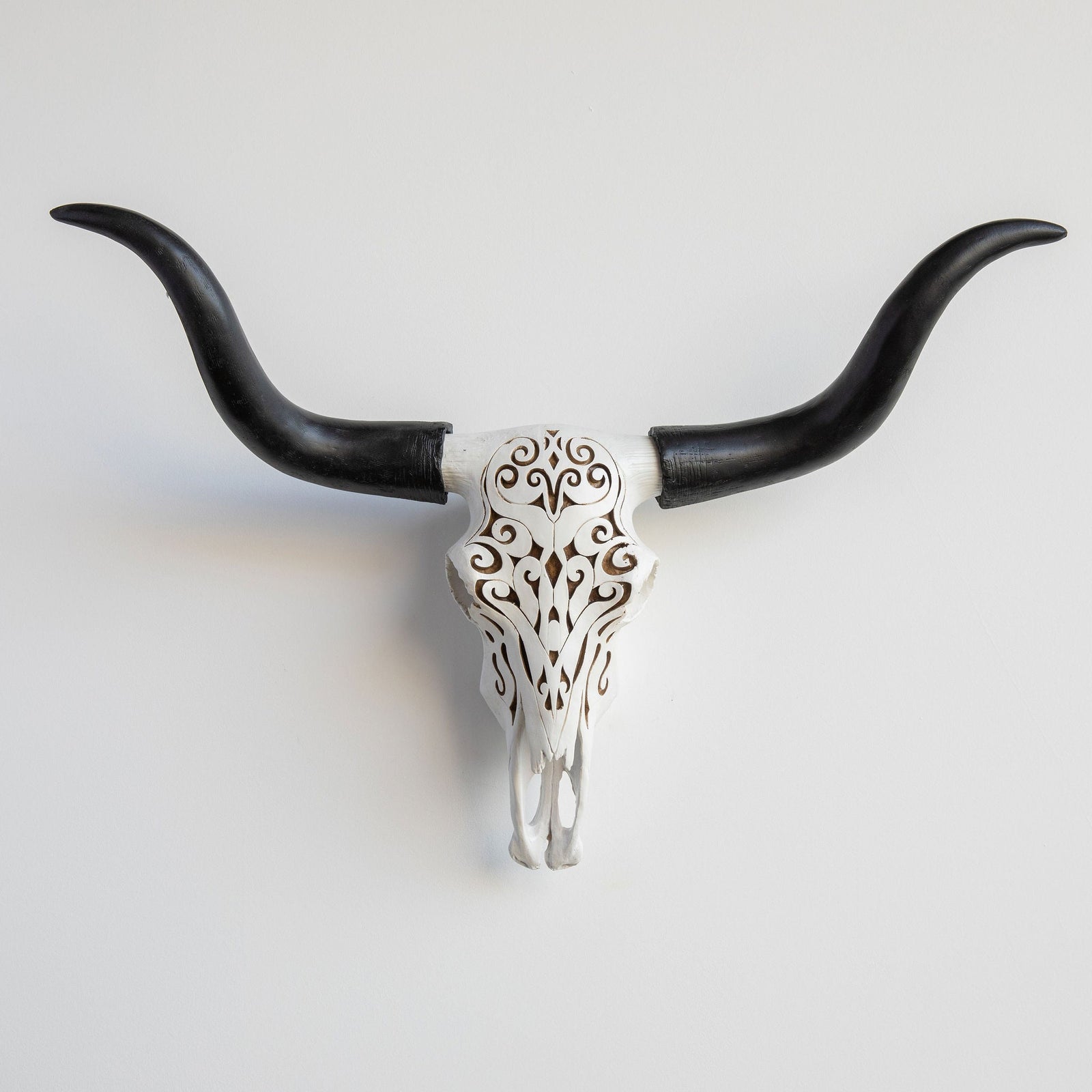 Faux Carved Texas Longhorn Skull