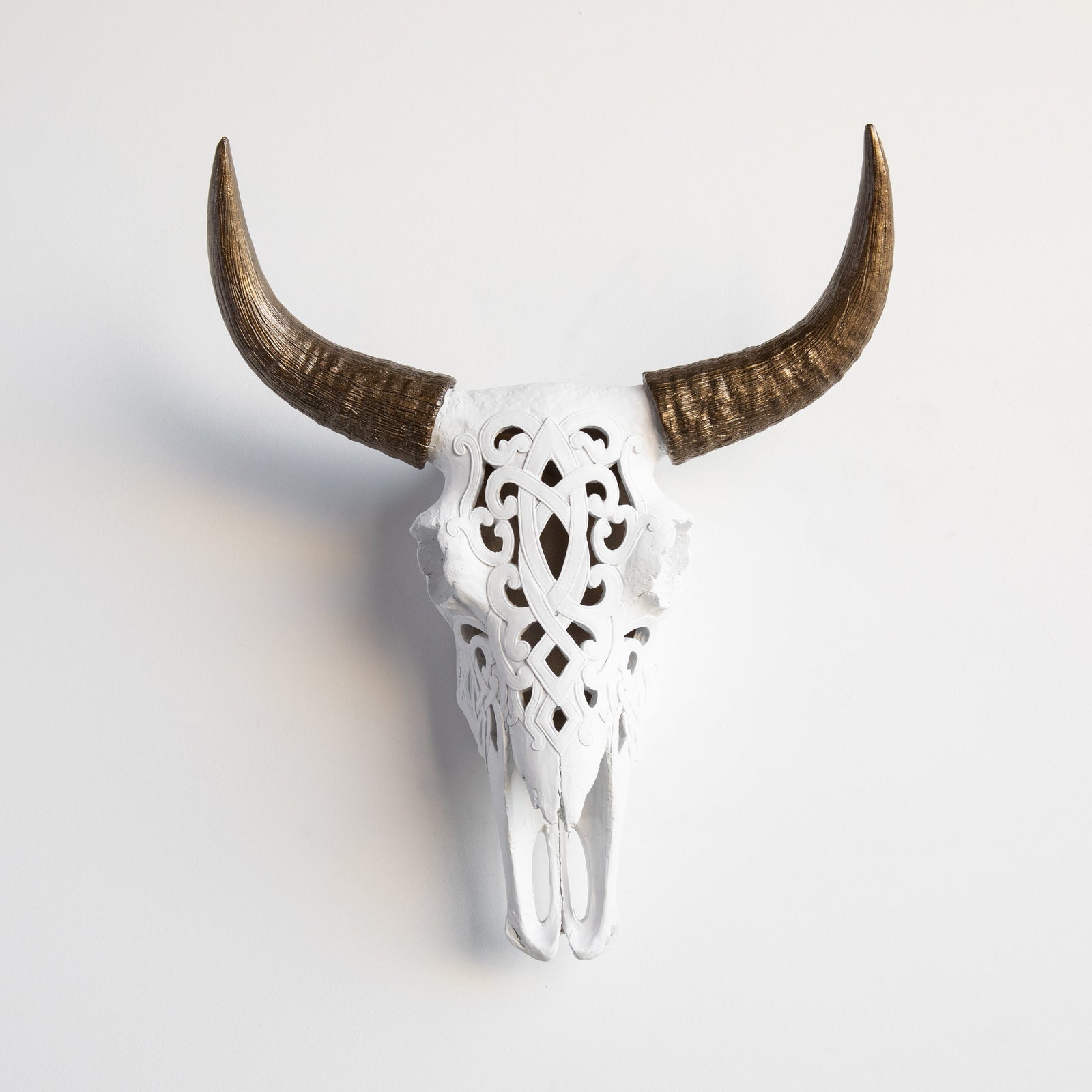 Faux Carved Cow Skull Wall Hanging
