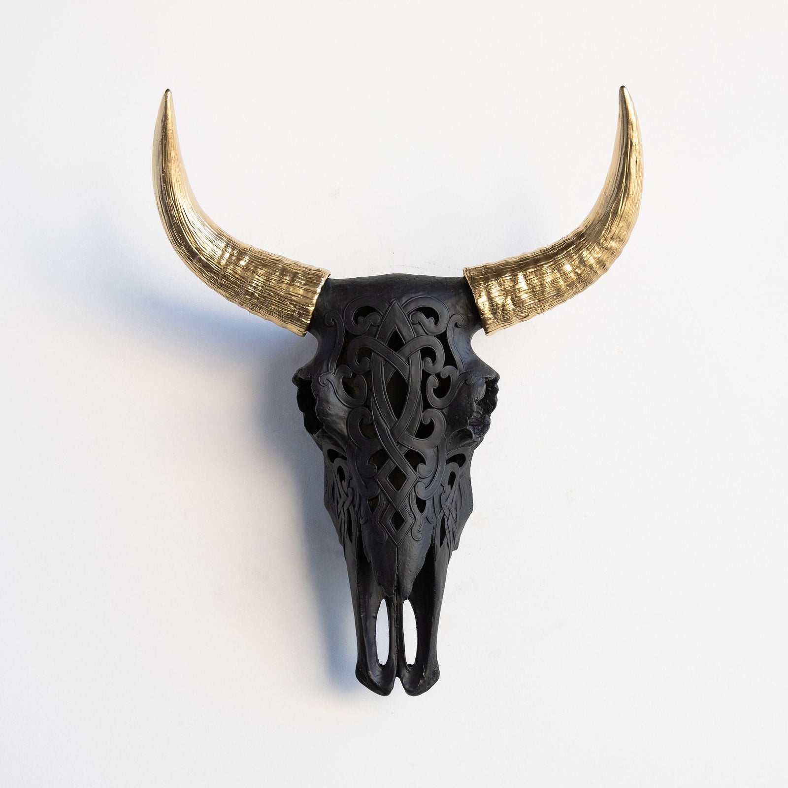 Faux Carved Cow Skull Wall Hanging
