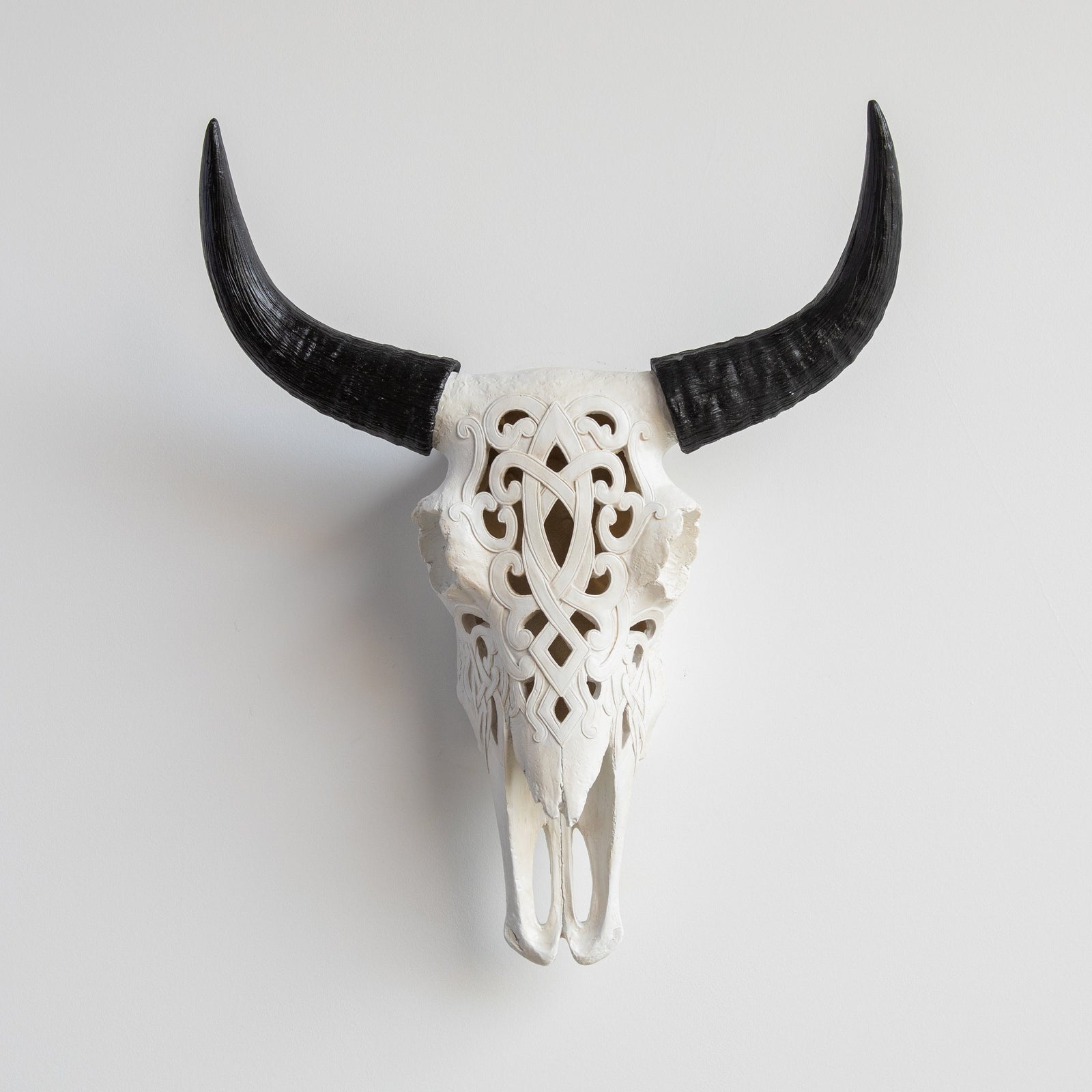Faux Carved Cow Skull Wall Hanging