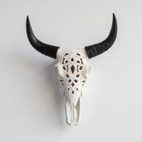 Faux Carved Cow Skull Wall Hanging