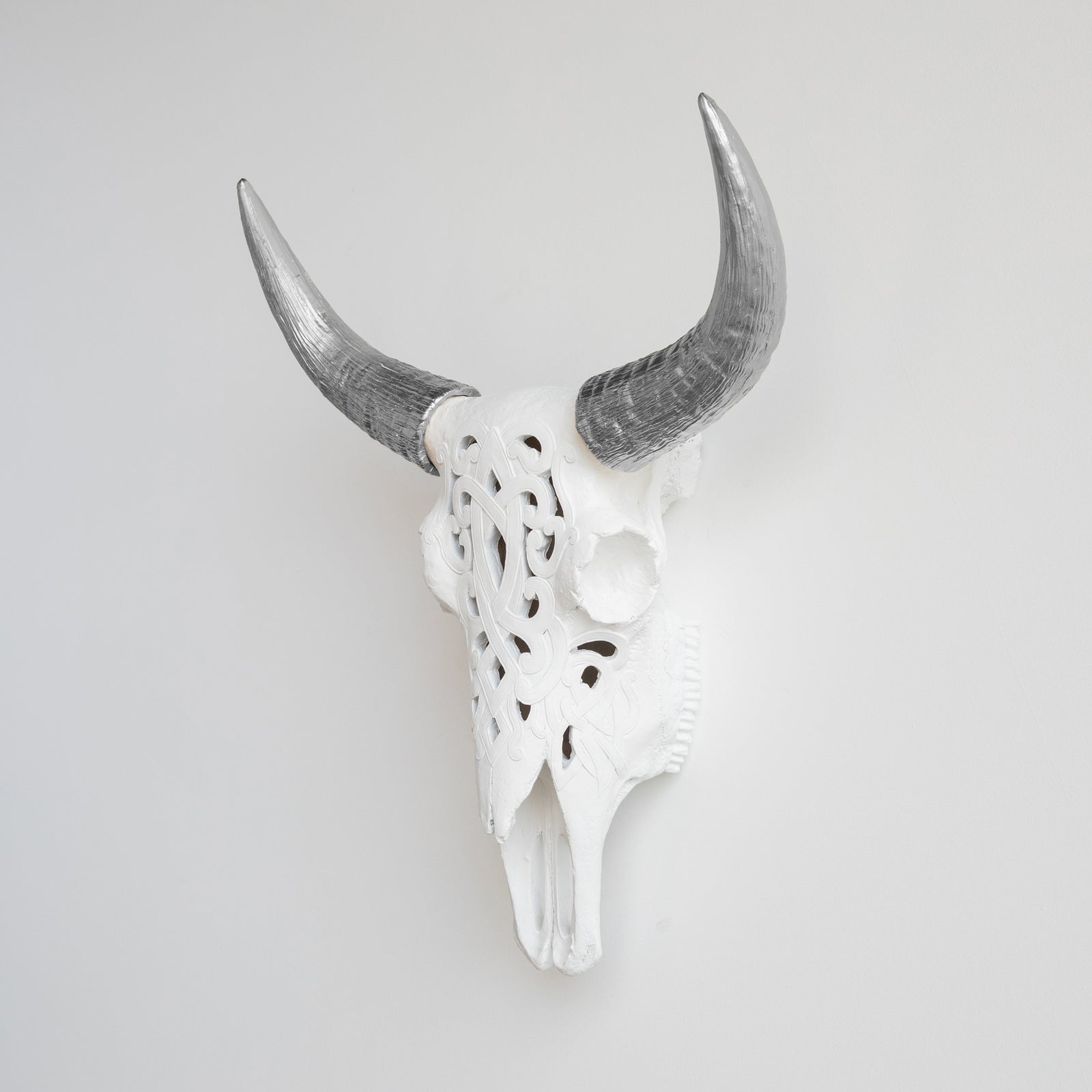 Faux Carved Cow Skull Wall Hanging