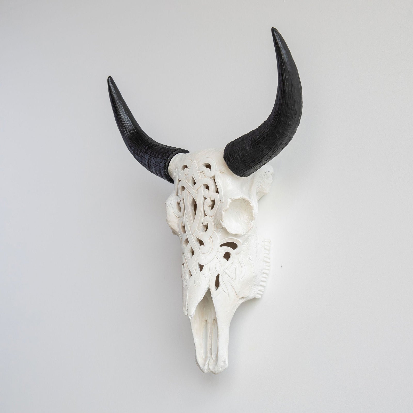 Faux Carved Cow Skull Wall Hanging