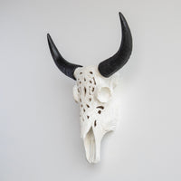 Faux Carved Cow Skull Wall Hanging