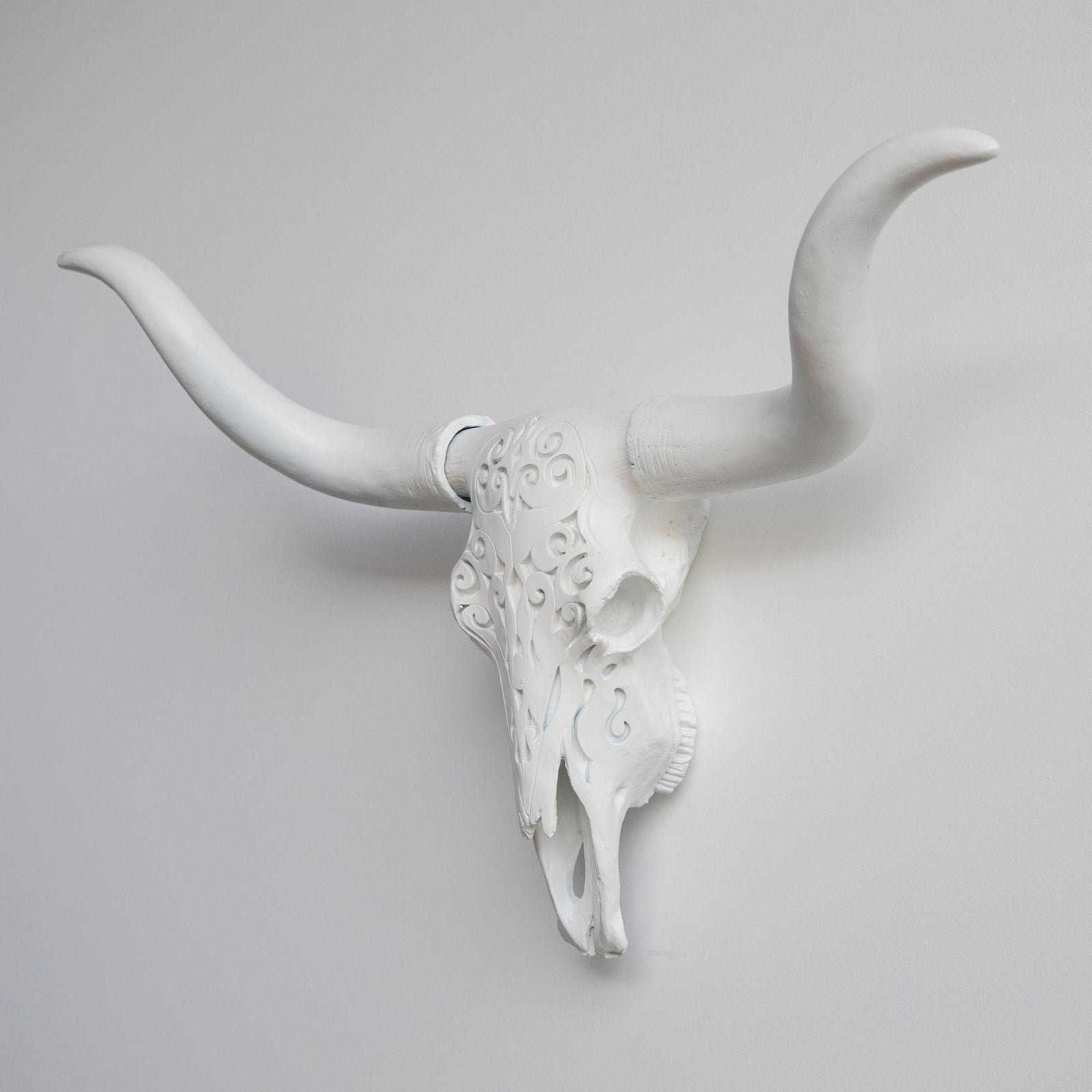 Faux Carved Texas Longhorn Skull