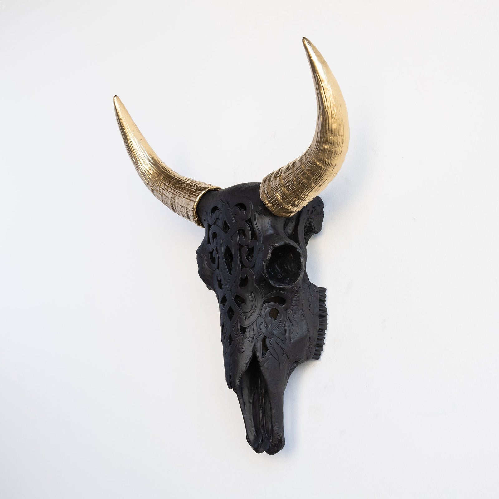 Faux Carved Cow Skull Wall Hanging