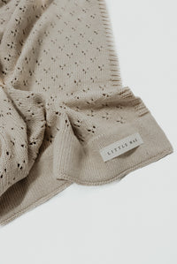 Toffee Pointelle Knit Blanket