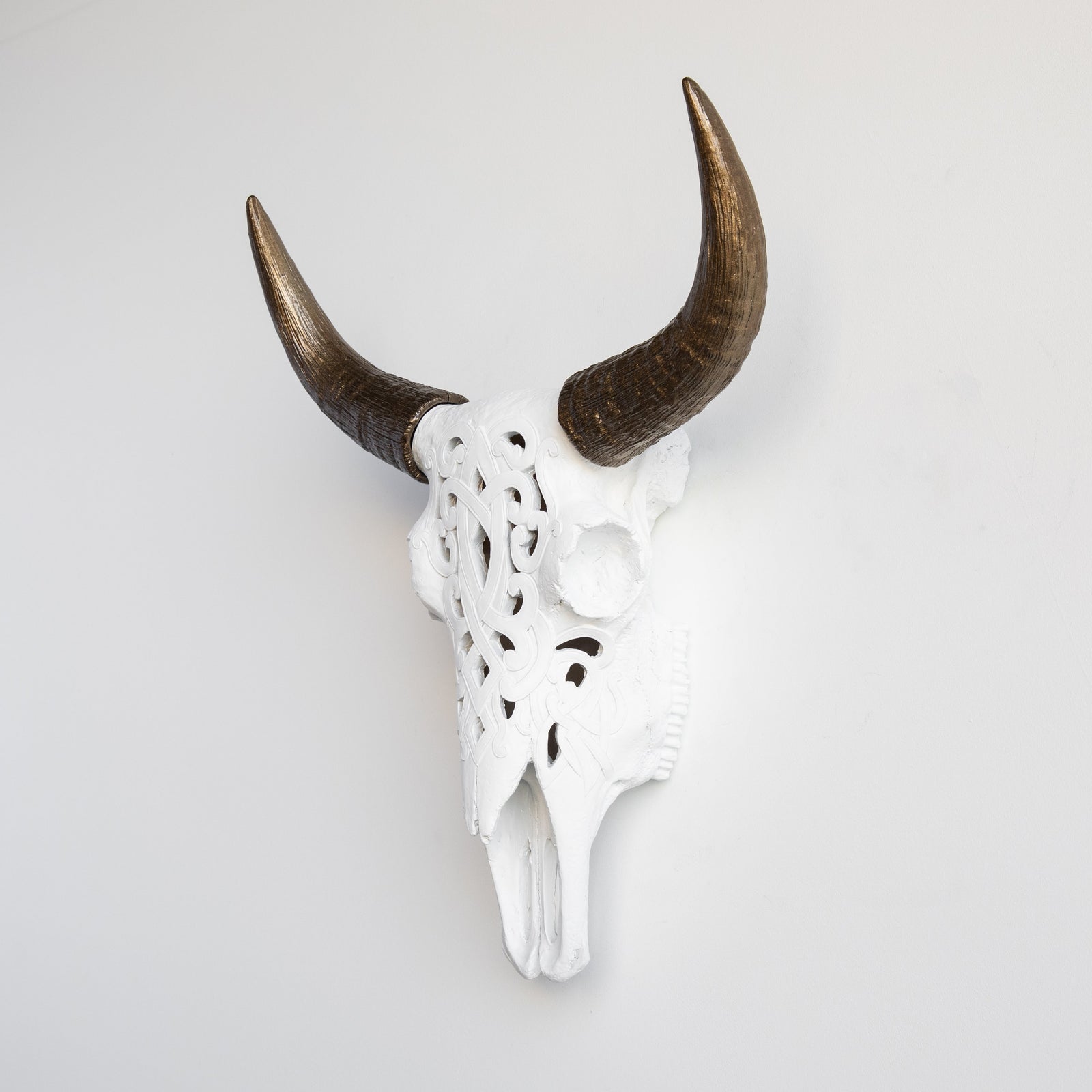 Faux Carved Cow Skull Wall Hanging