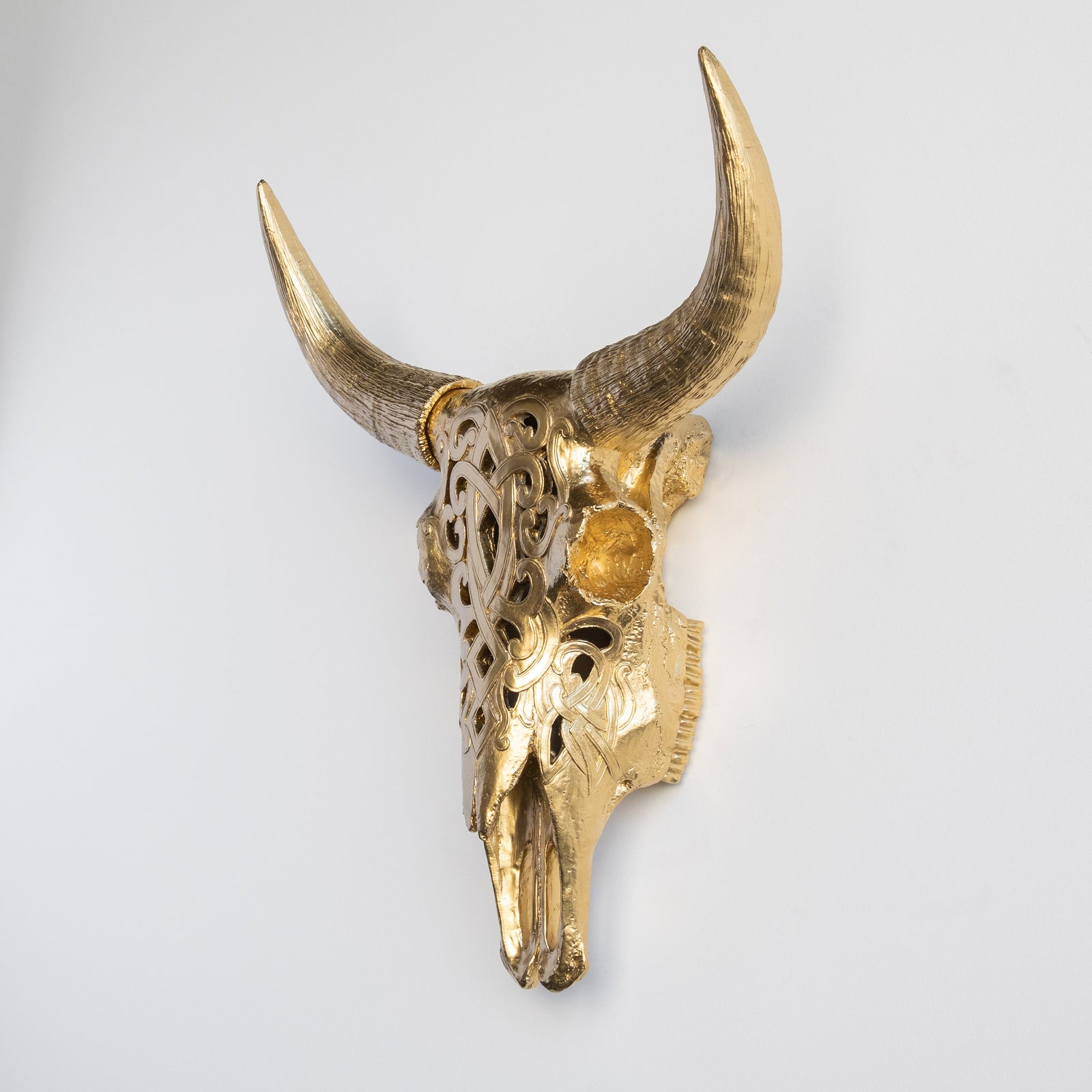 Faux Carved Cow Skull Wall Hanging