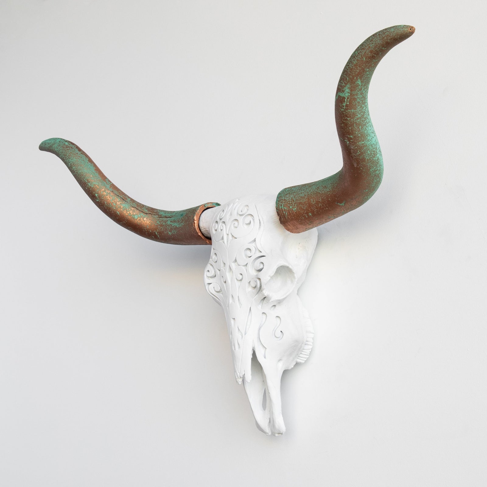 Faux Carved Texas Longhorn Skull