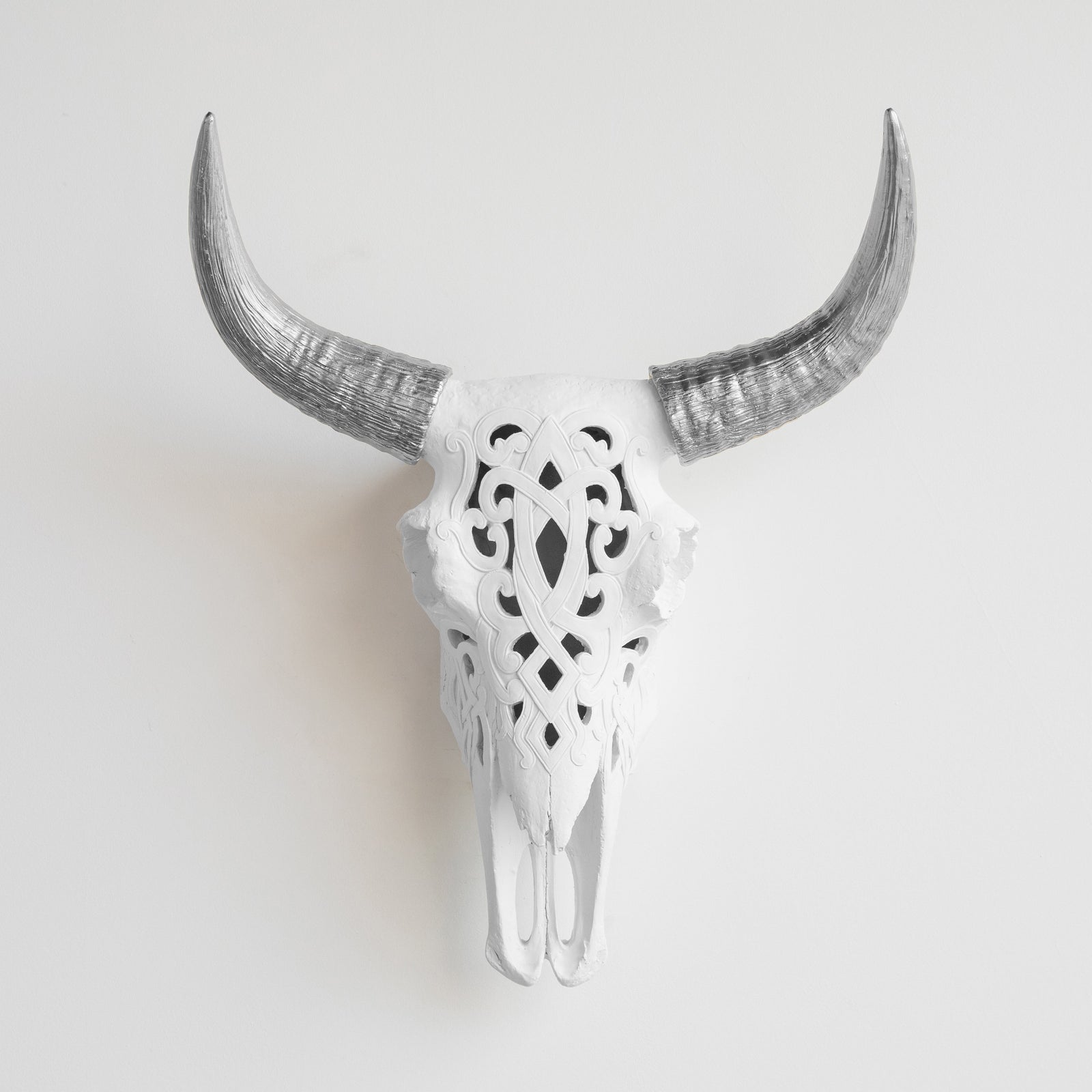Faux Carved Cow Skull Wall Hanging