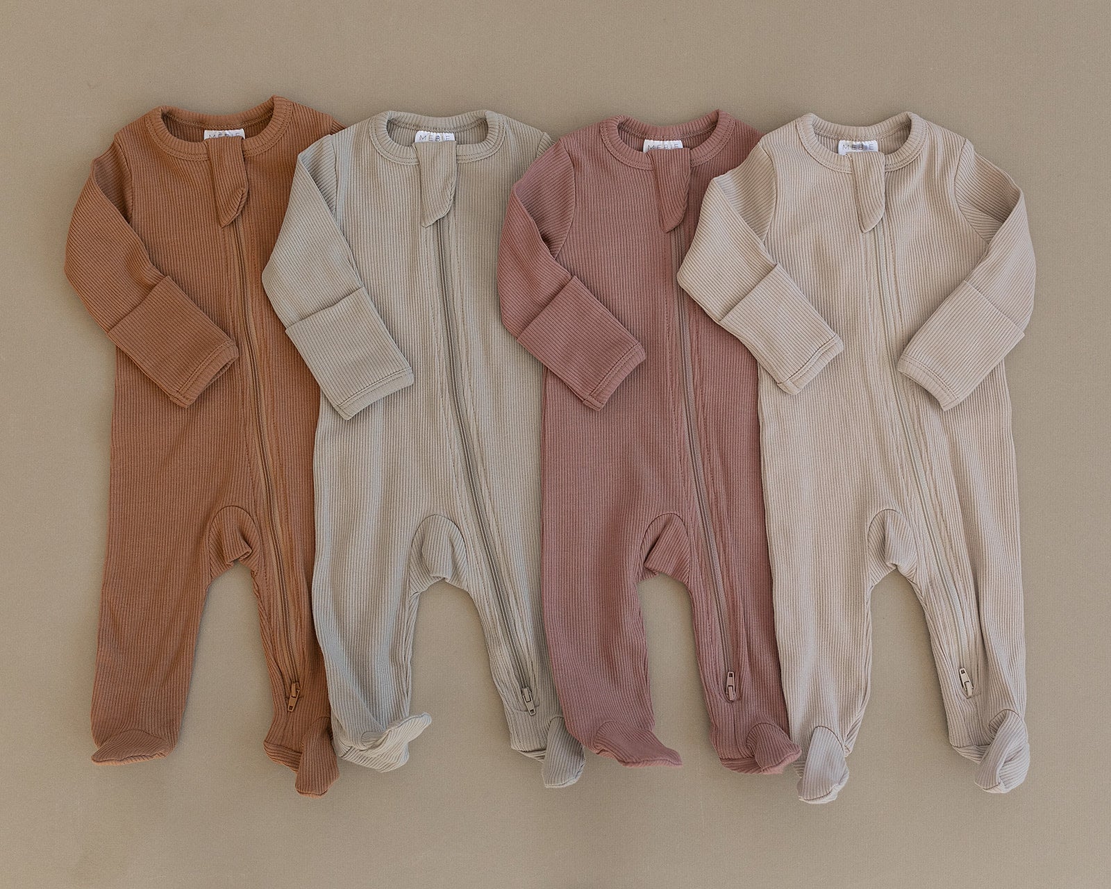 Dusty Rose Organic Cotton Ribbed Zipper Pajamas