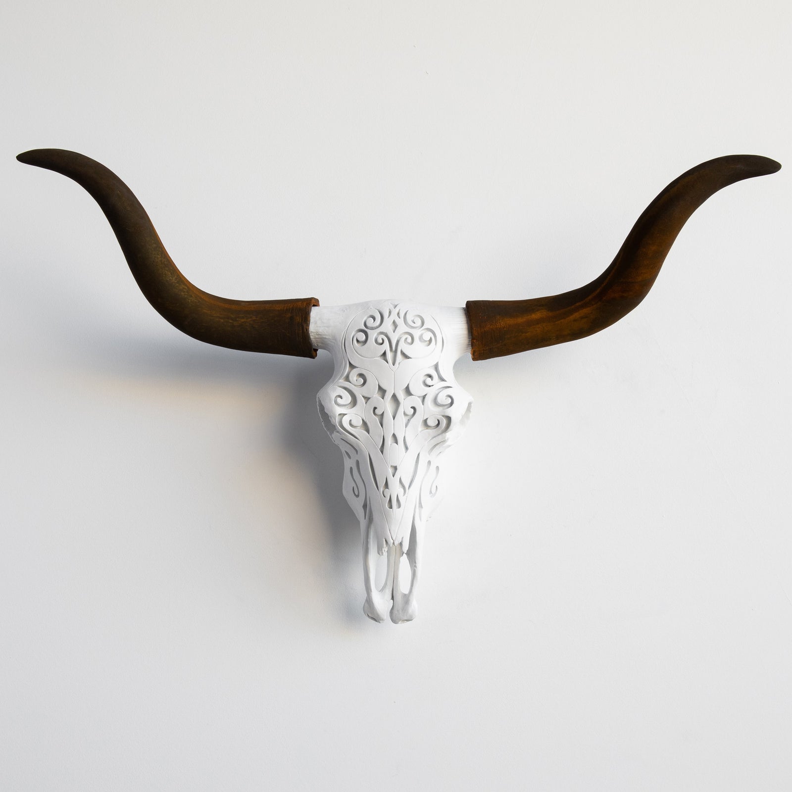 Faux Carved Texas Longhorn Skull