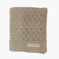 Toffee Pointelle Knit Blanket