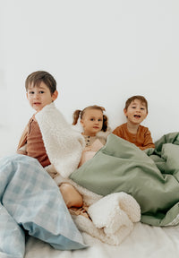 Marine Gingham Quilted Blanket