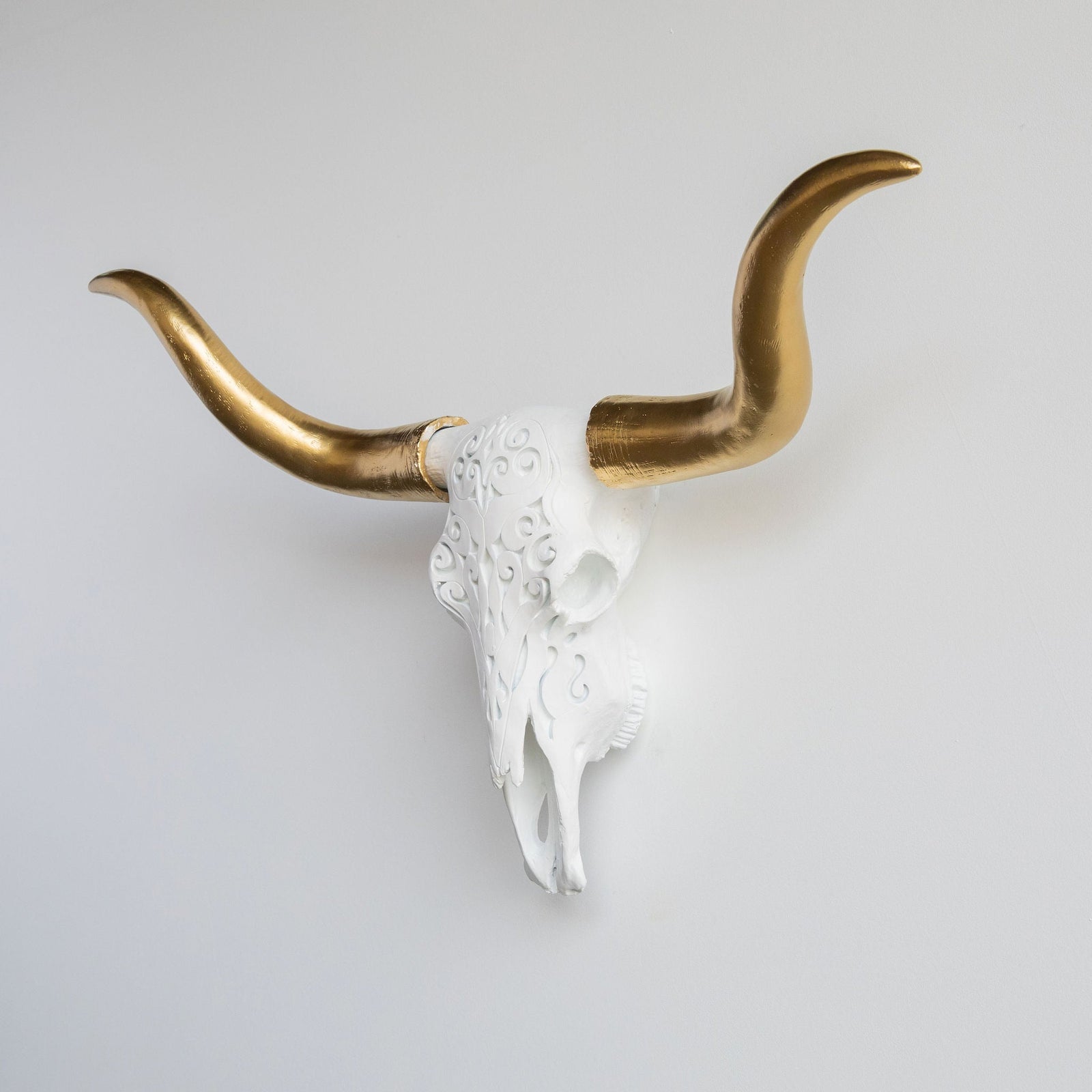 Faux Carved Texas Longhorn Skull