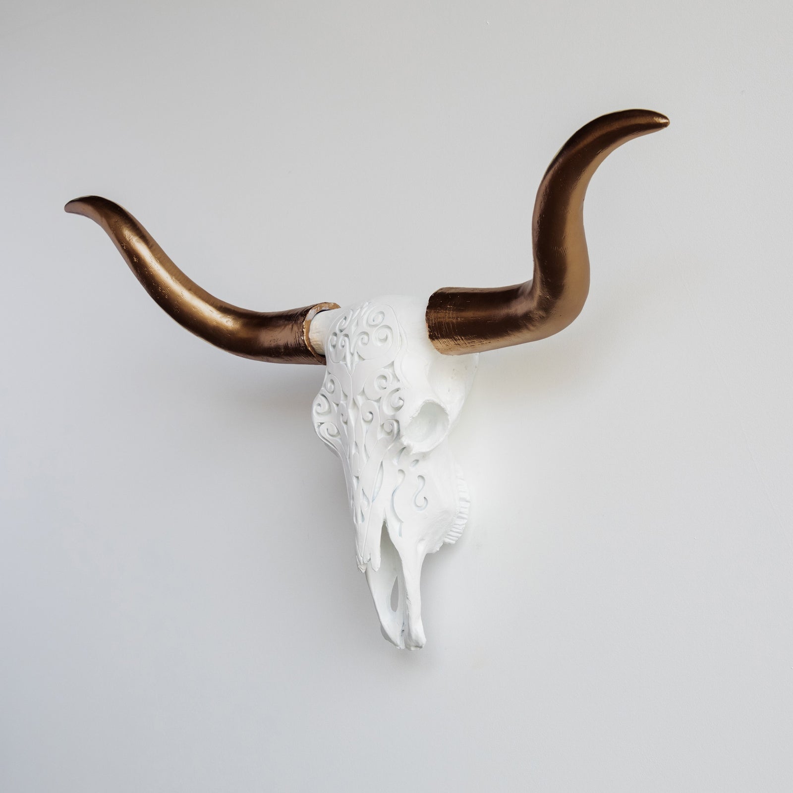 Faux Carved Texas Longhorn Skull