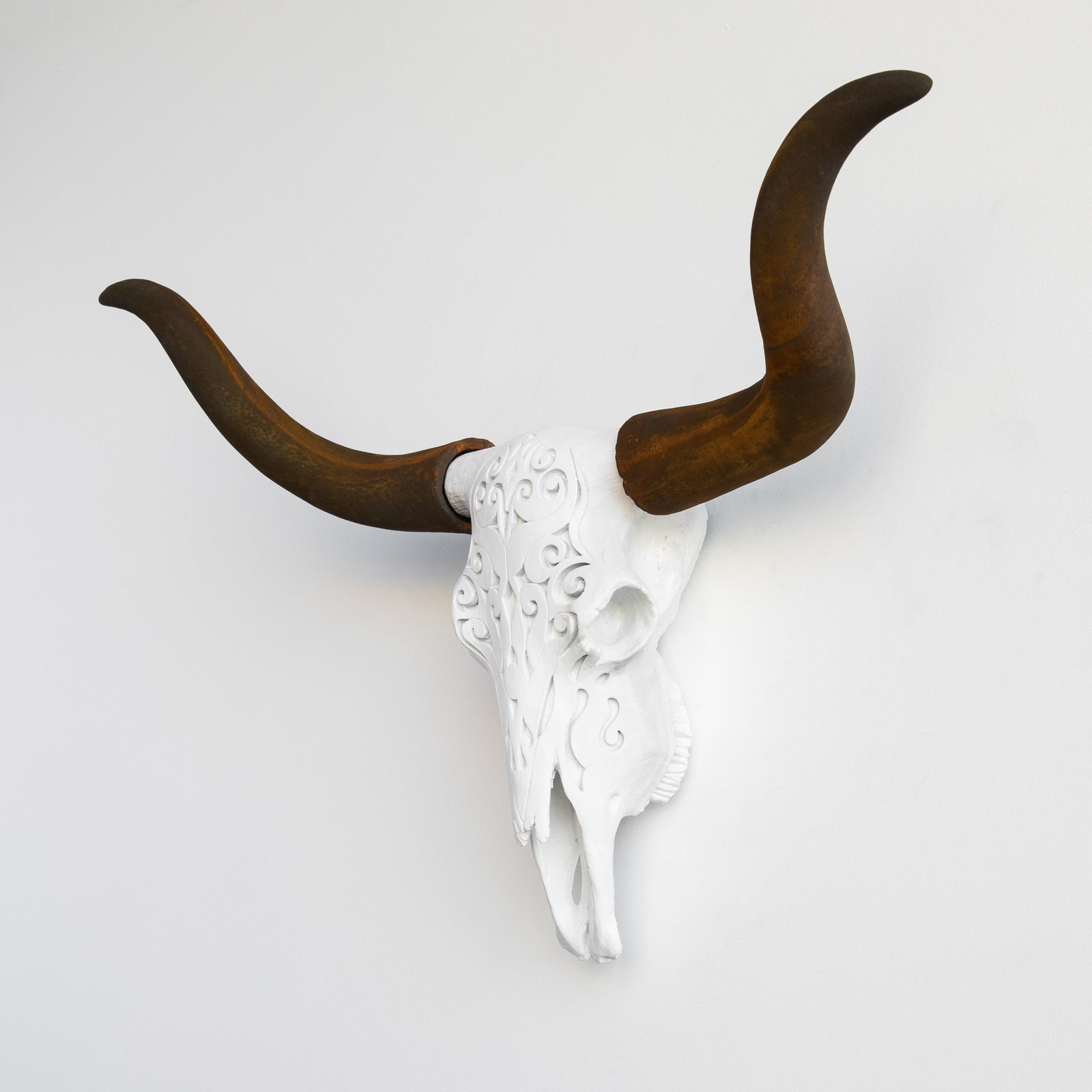 Faux Carved Texas Longhorn Skull