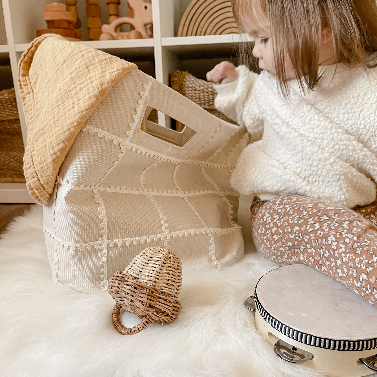 Lace Mesh Storage Basket - Ivory