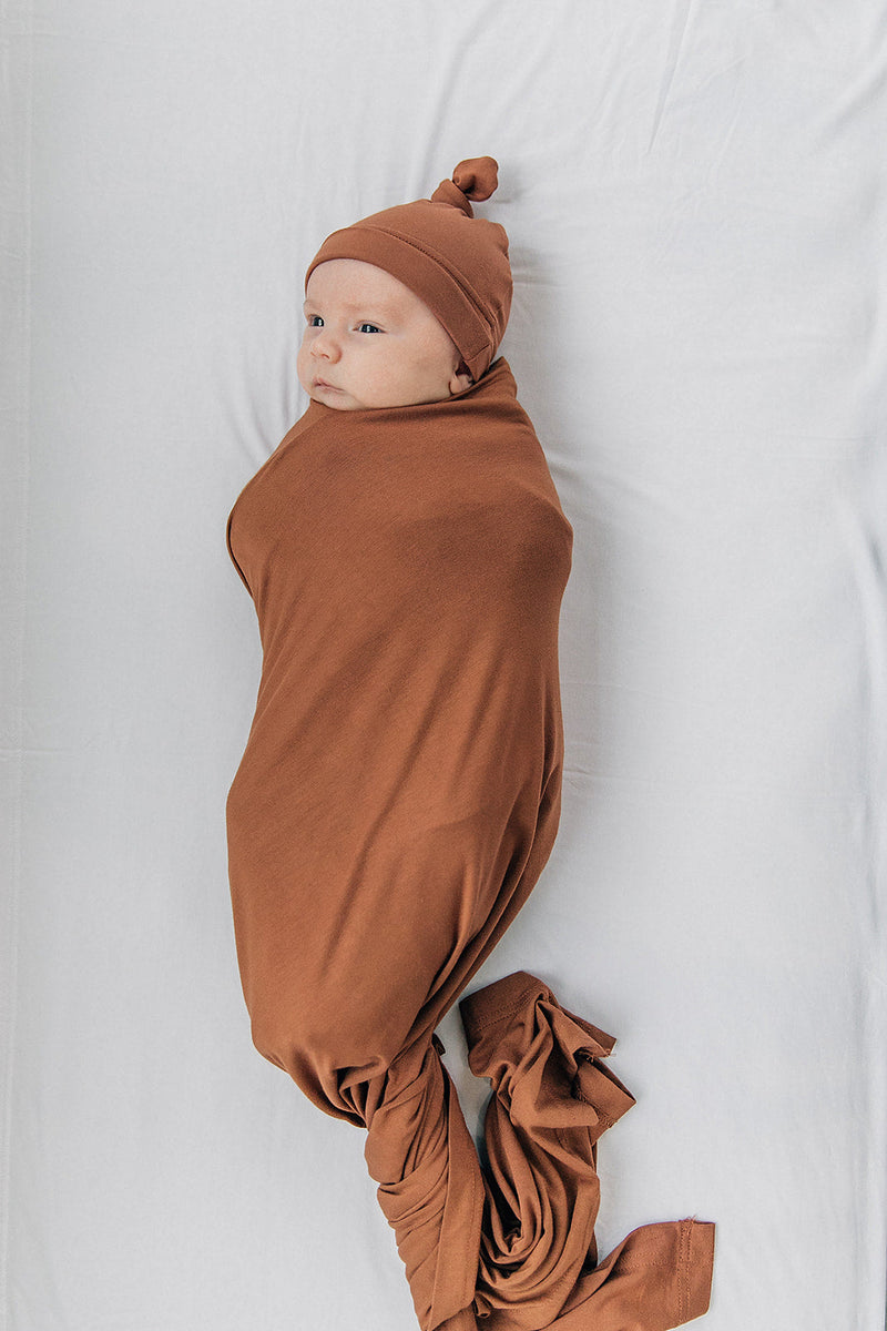 Rust Bamboo Stretch Swaddle Blanket