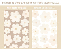 Watercolor Daisies Fabric Wall Decal Set - Light Neutral