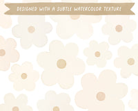 Watercolor Daisies Fabric Wall Decal Set - Light Neutral