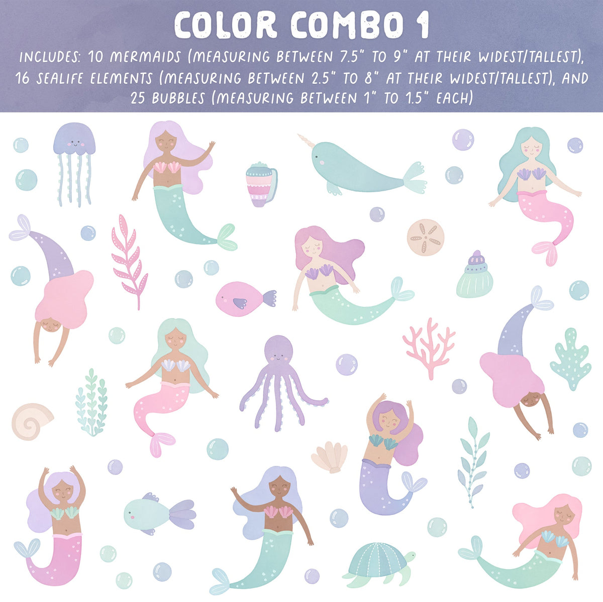 Mermaid Magic Fabric Wall Decal Set