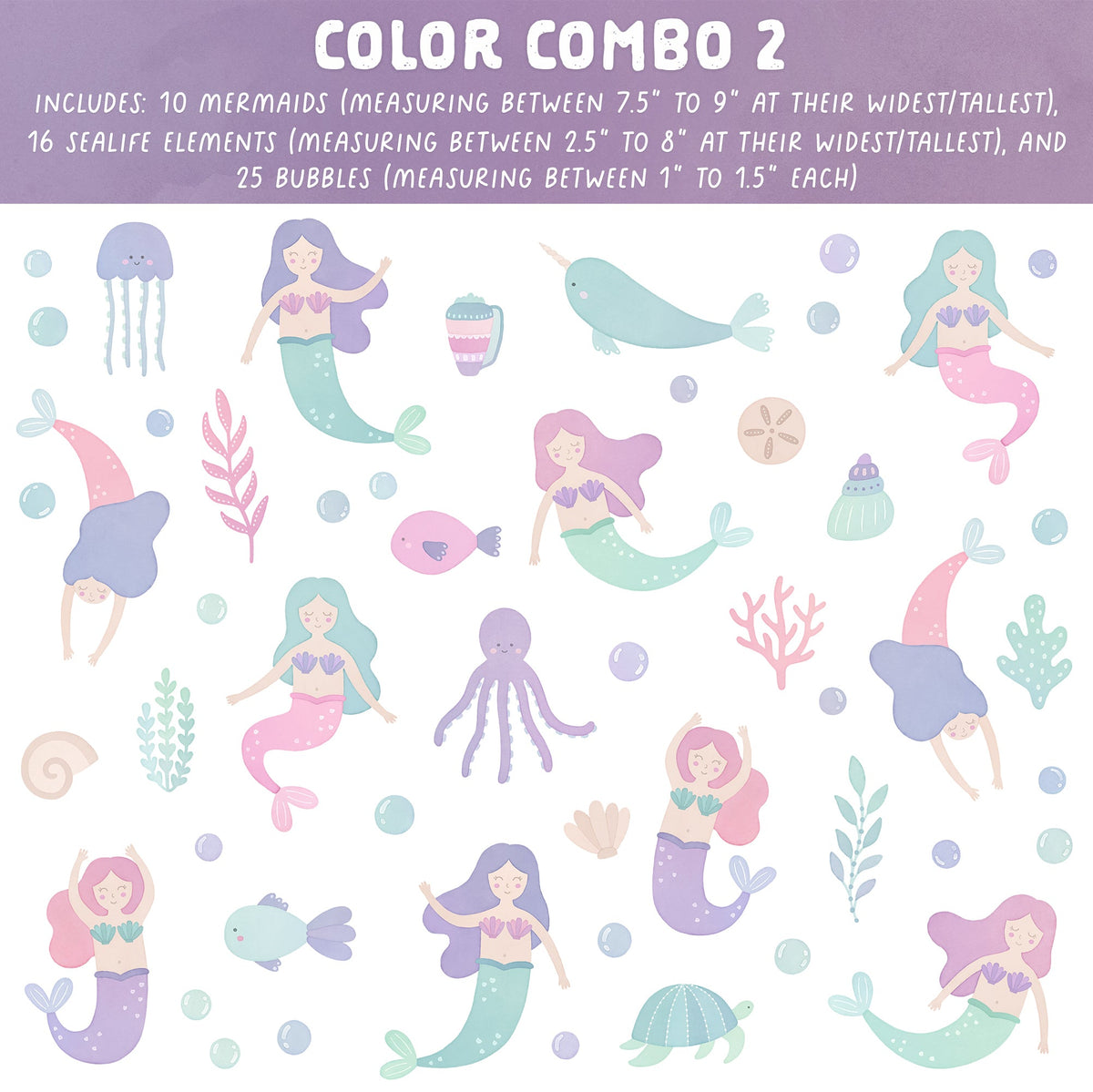 Mermaid Magic Fabric Wall Decal Set