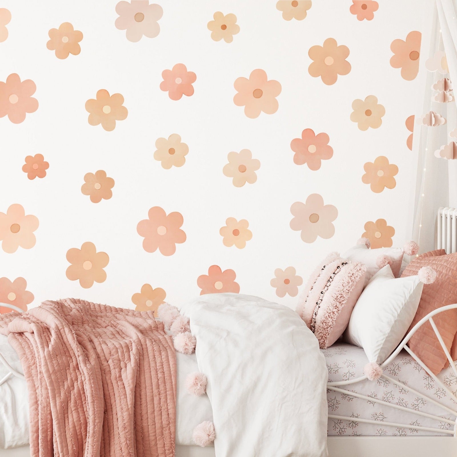 watercolor printed daisies flower wall decals
