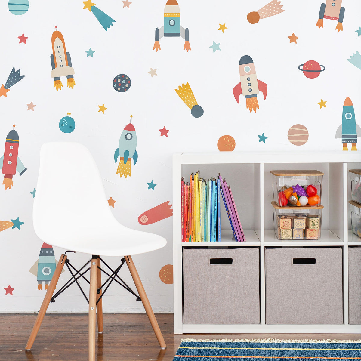 One Small Step Rocket Ship Fabric Wall Decal Set