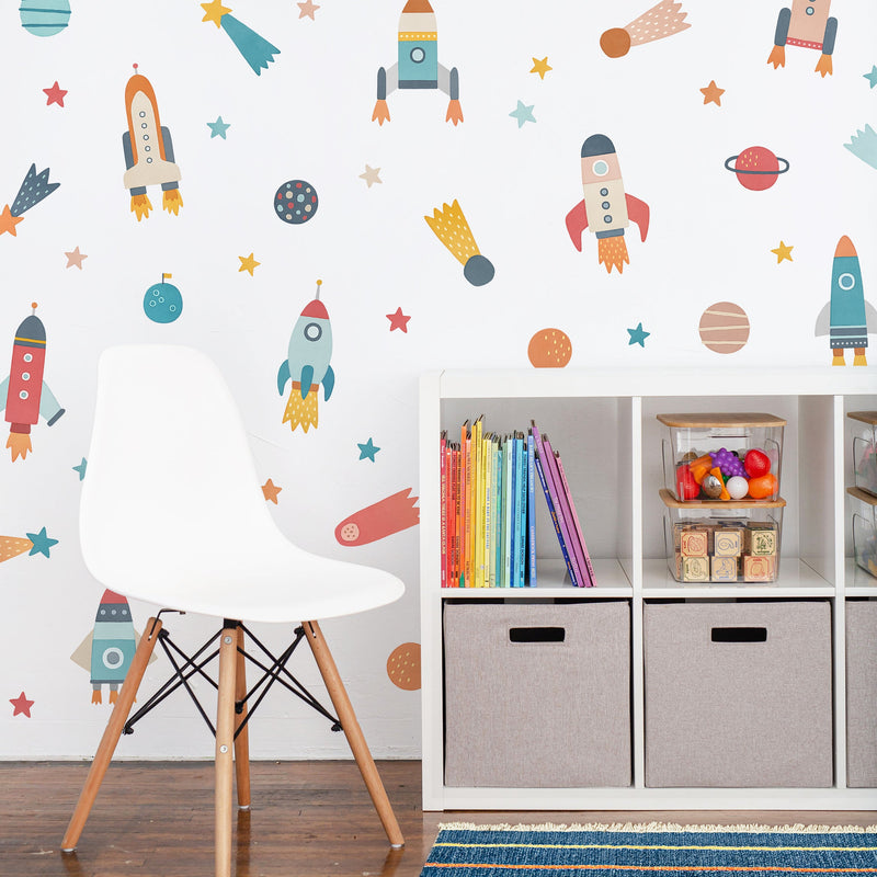 One Small Step Rocket Ship Fabric Wall Decal Set