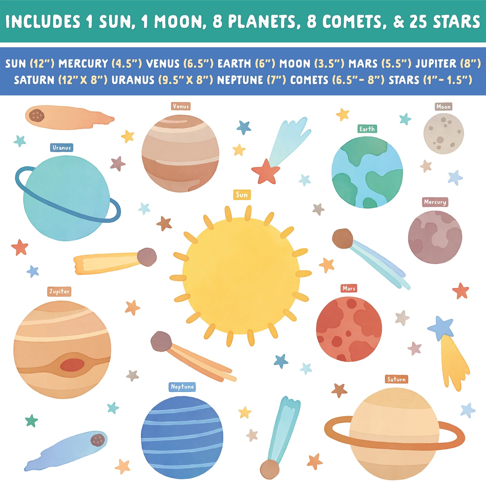 Our Solar System Fabric Wall Decals