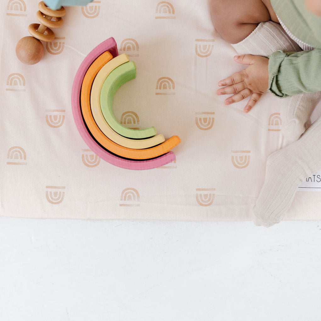Rainbow Stamp Padded Play Mat - Cream