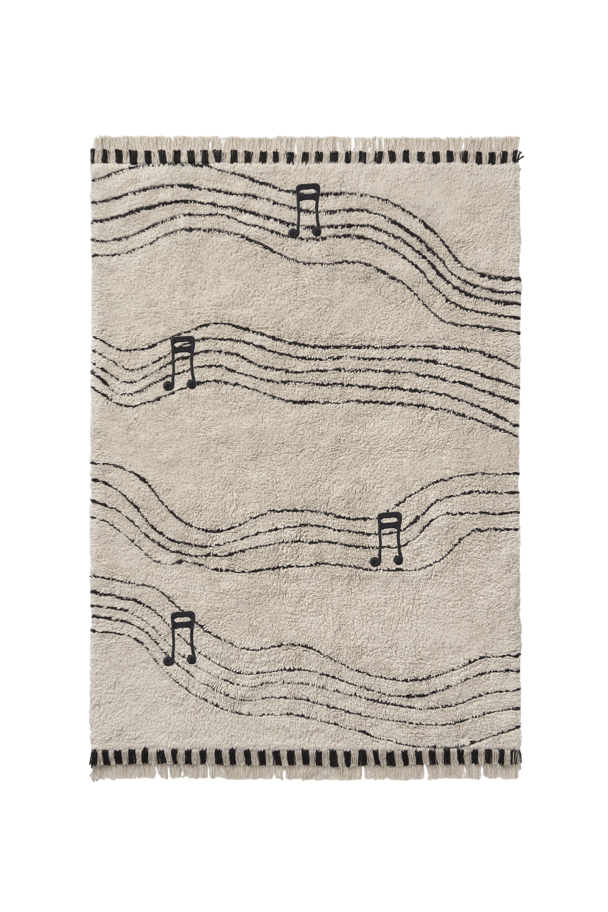 Black Musical Notes Washable Play Rug