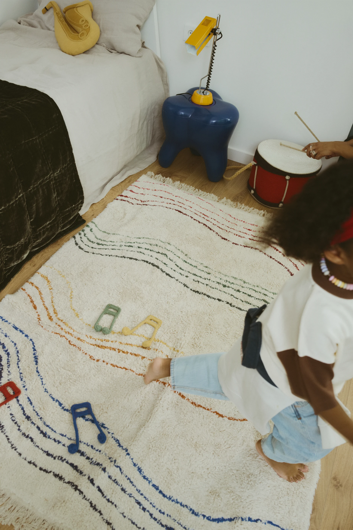 Colored Musical Notes Washable Play Rug