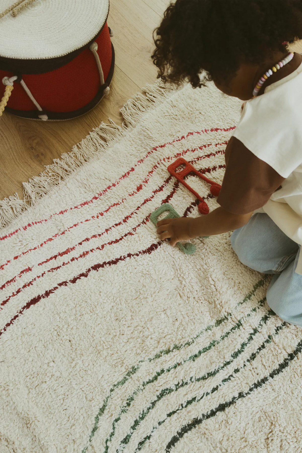 Colored Musical Notes Washable Play Rug