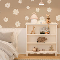 neutral watercolor daisies floral wall decals in a nursery