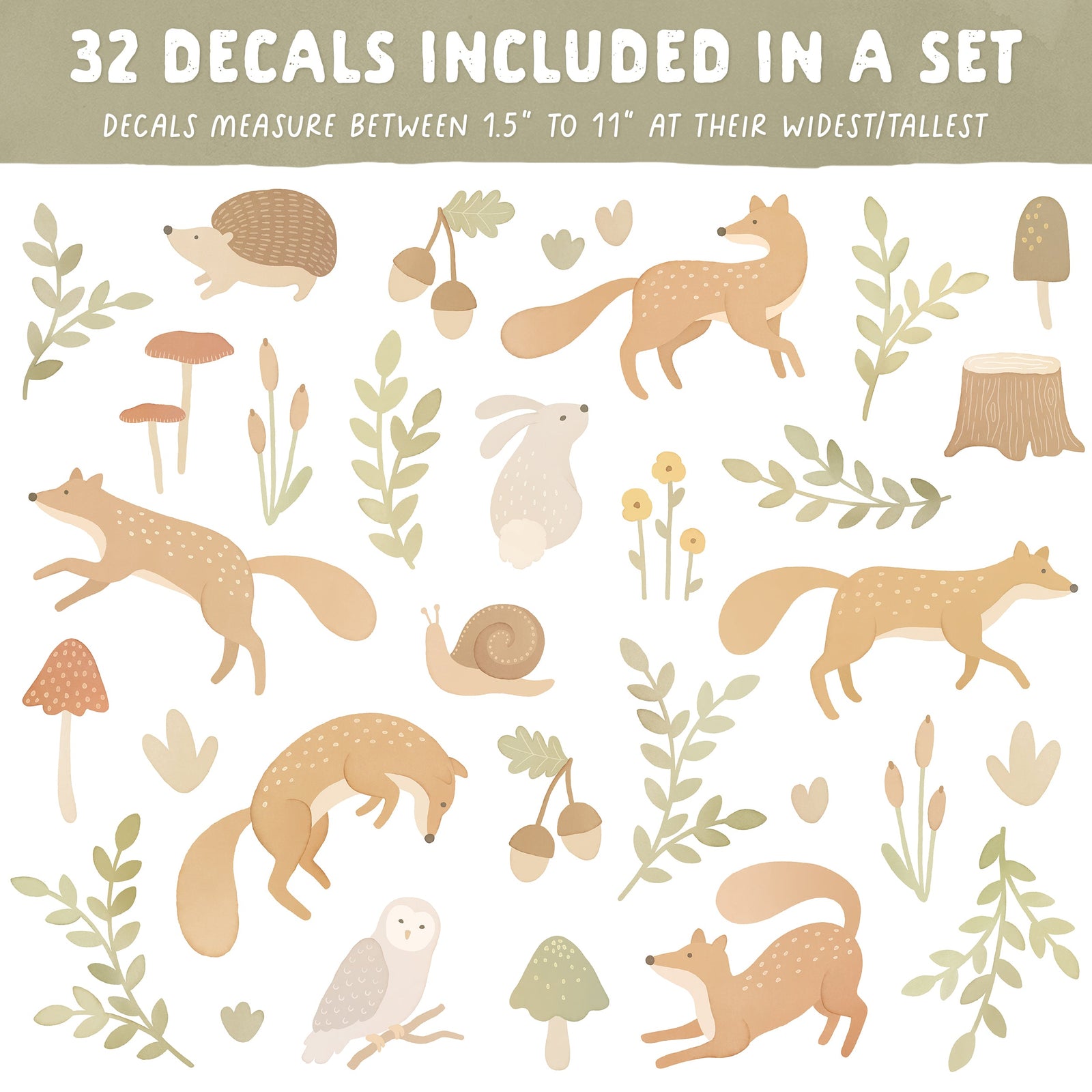 Woodland Animal Fabric Wall Decals