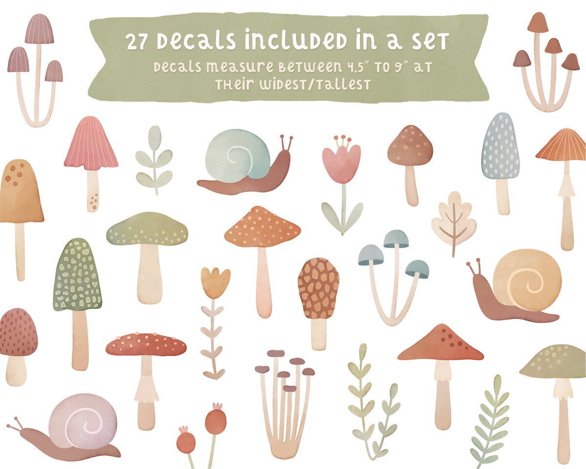 Woodland Mushroom Fabric Wall Decals