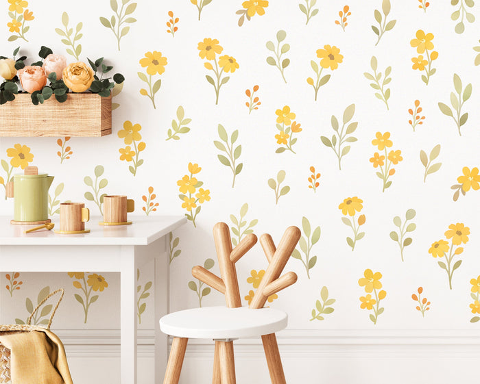 Sunny Florals Fabric Wall Decal Set
