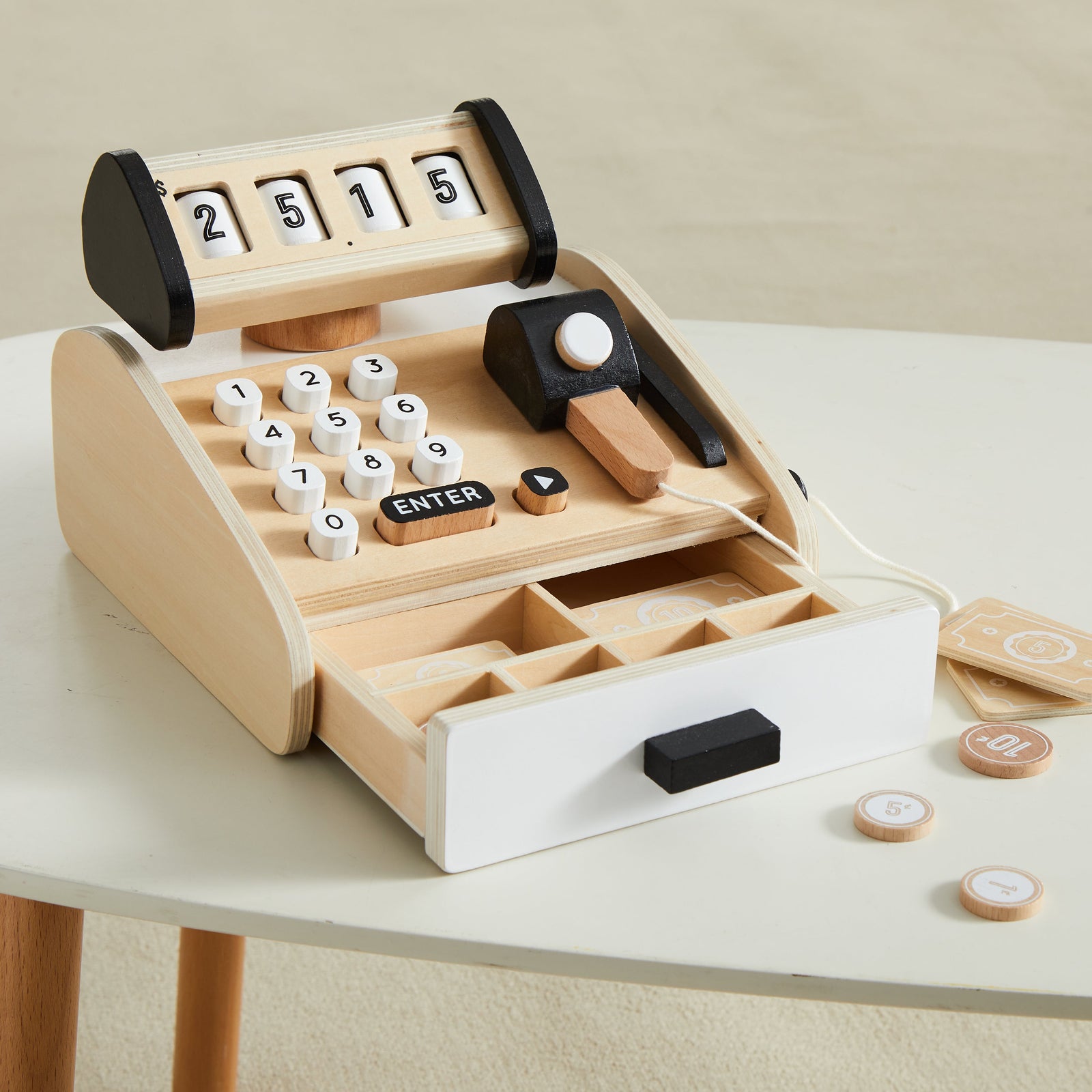 Wooden Toy Cash Register Set
