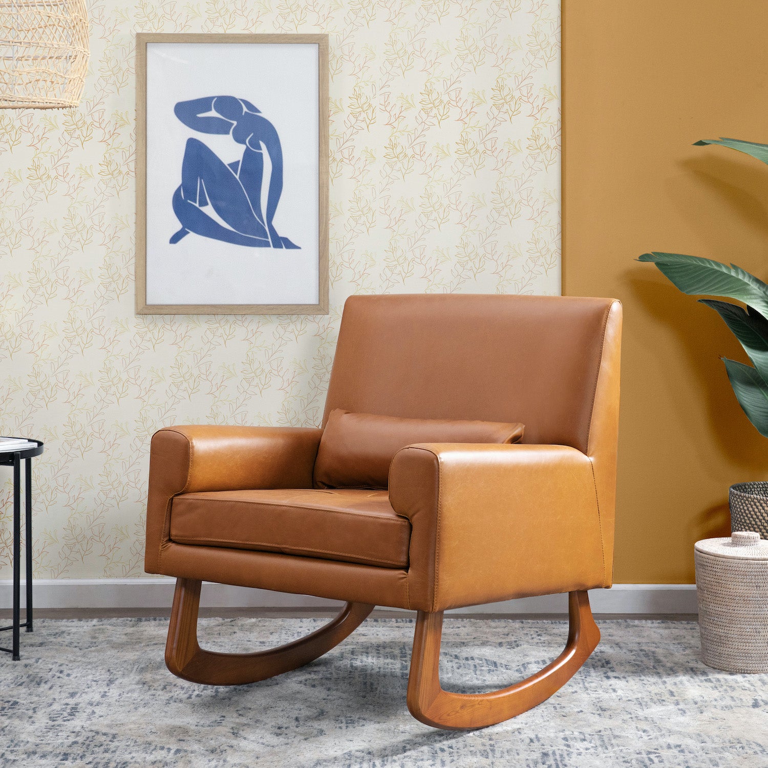 Sleepytime Rocker - Tan Vegan Leather with Walnut Legs - Project Nursery