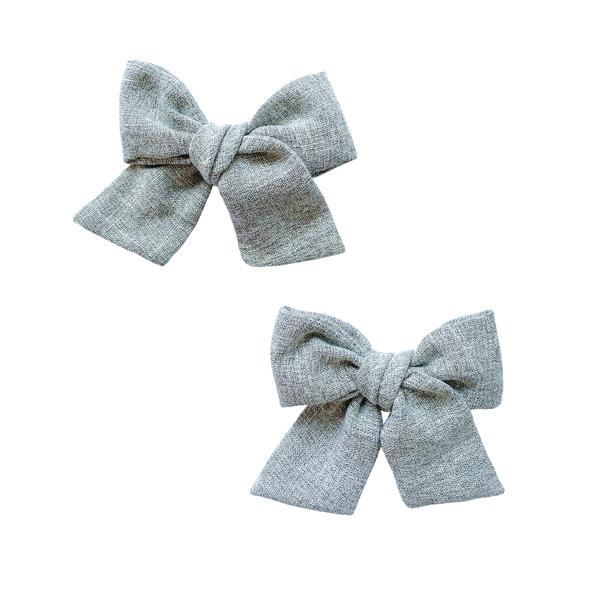 Grey Tweed Bow Clip Set - Project Nursery