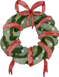 Large Bow Holiday Wreath Individual Wall Decal