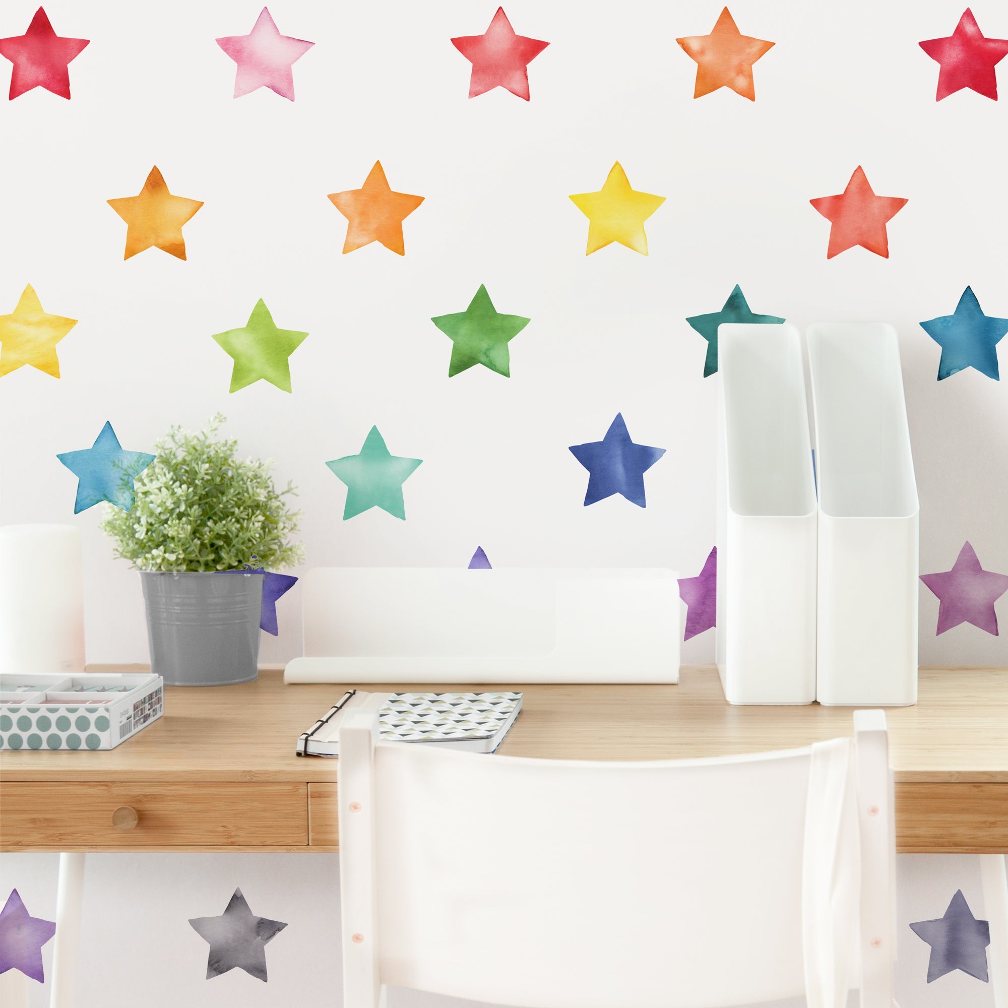 Rainbow Watercolor Star Wall Decals - Small